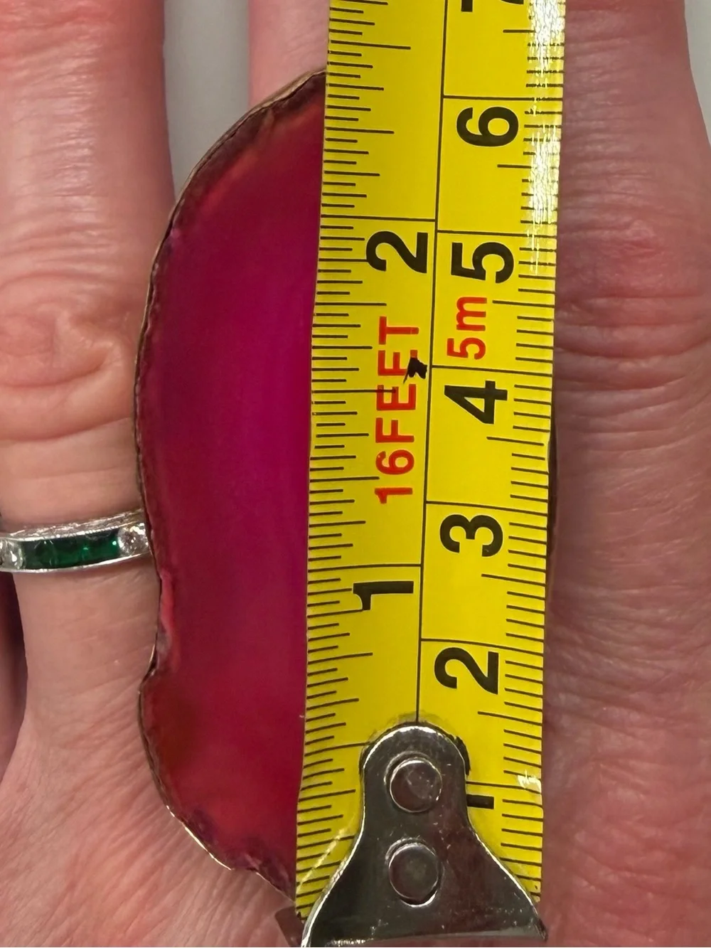 NWT Charles Albert Pink Agate Slice Adjustable Ring